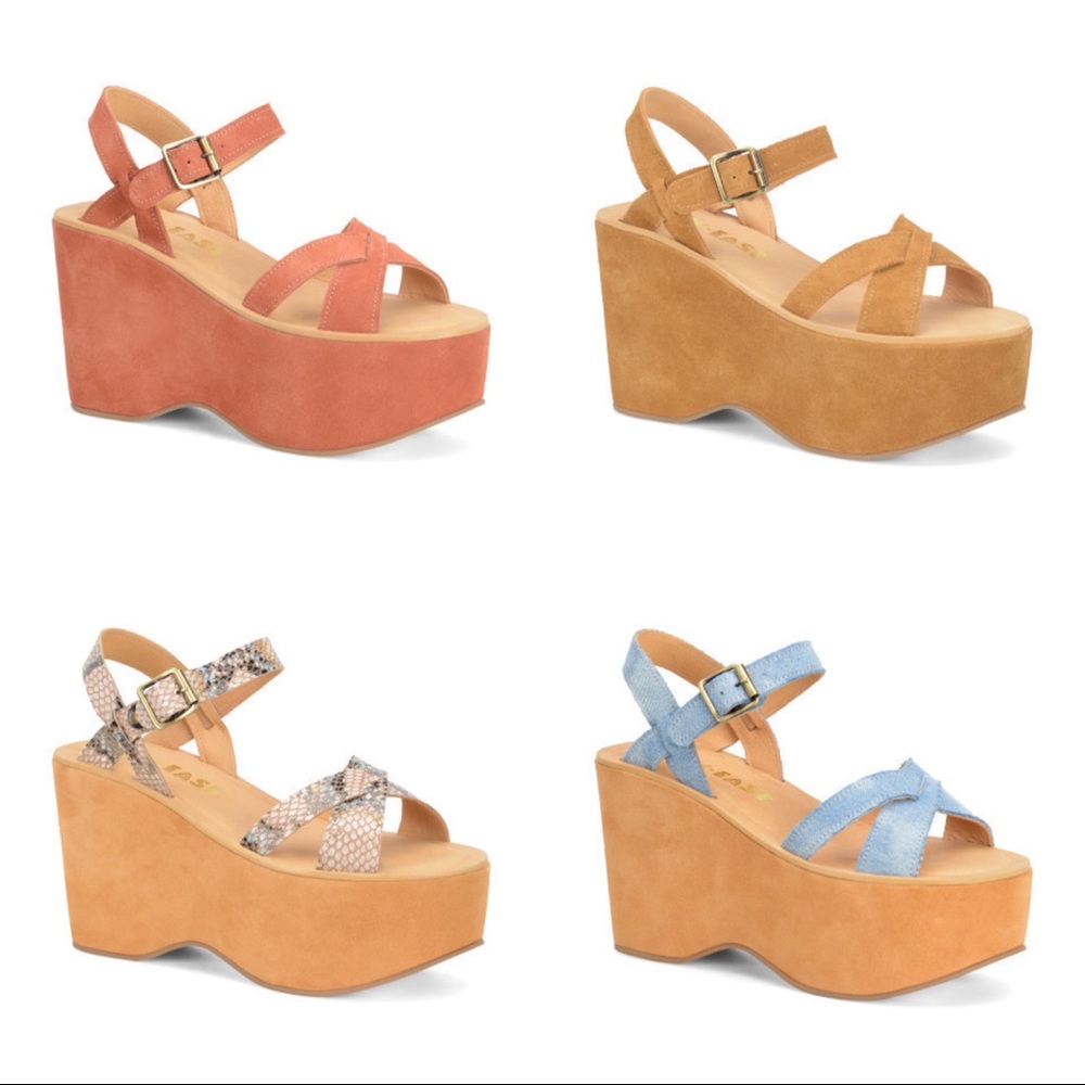 FREE PEOPLE KORKEASE 70s Style platform SNAKESKIN